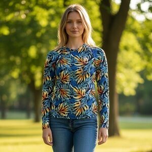 The American Outdoorsman Colorful Leaf Print Long Sleeve Performance Shirt